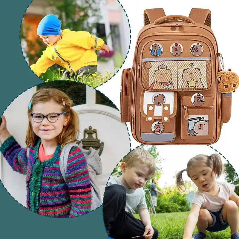 Capybara Backpack Cute Animal Schoolbag Large Capacity Backpack School Supplies Waterproof Bag For Books Stationery