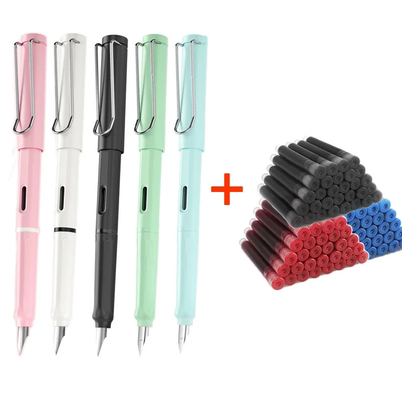

11Pcs fountain pen mixed ink set EF 0.38mm tip black/blue/red fountain pen replaceable office writing stationery school supplies