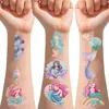 10 Sheets Mermaid Design Temporary Tattoos for Hand Arm Waterproof Butterfly Cartoon Tattoo Stickers Suitable for Birthday Party