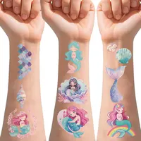 10 Sheets Mermaid Design Temporary Tattoos for Hand Arm Waterproof Butterfly Cartoon Tattoo Stickers Suitable for Birthday Party