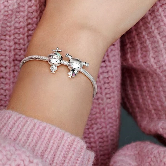 Perle de charme en argent regardé 925 pour petite fille et garçon, convient  au bracelet Pandora