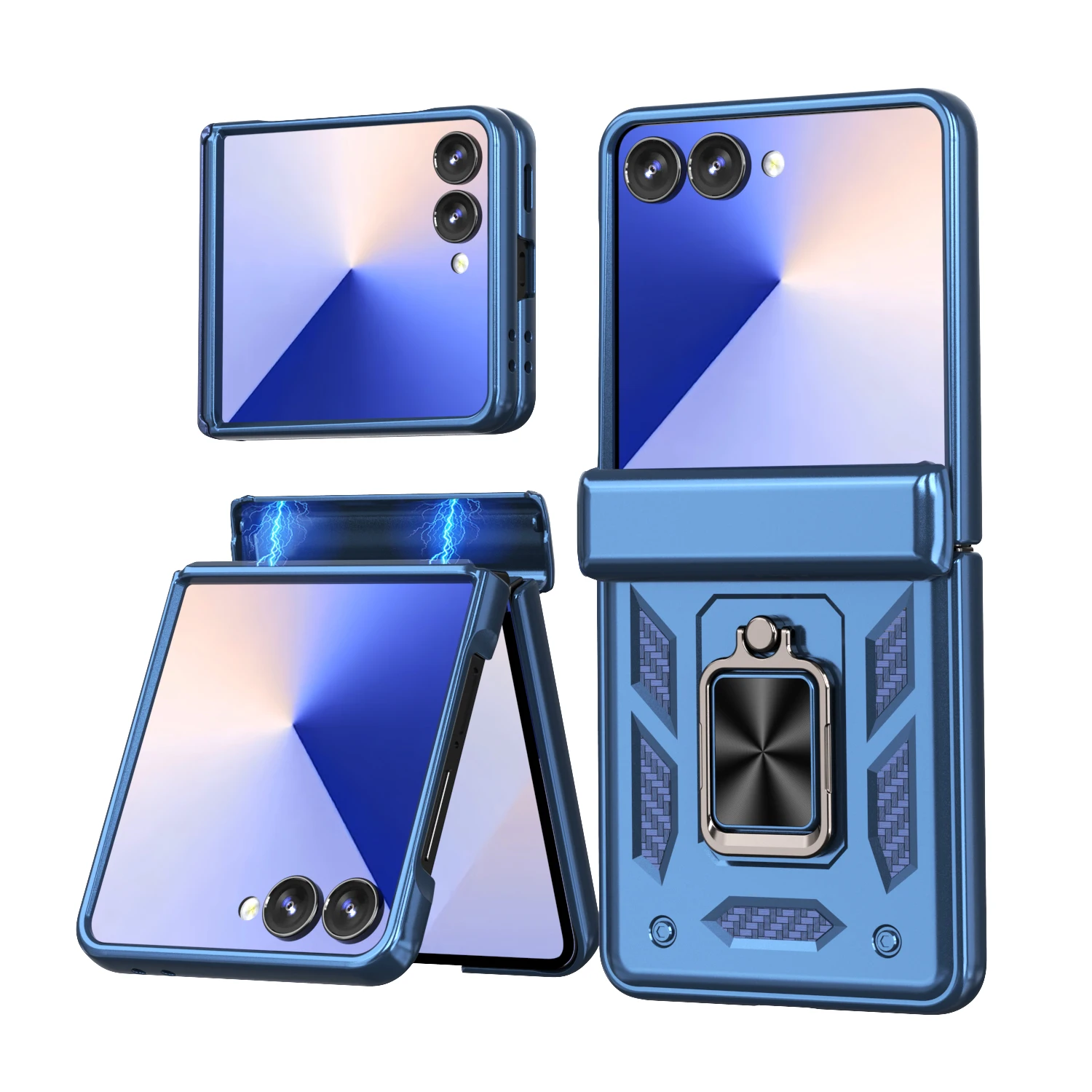 Shockproof Armor Ring Phone Case with Hinge Connection