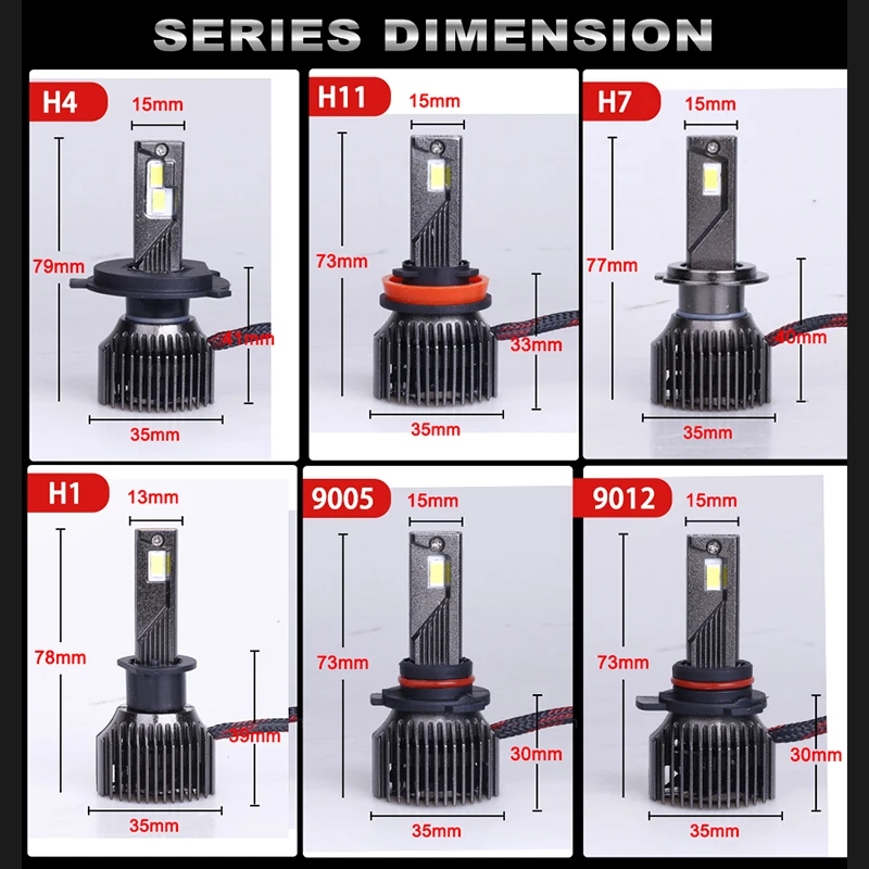 H1 LED 헤드라이트 H7 Canbus 오류 없음 H4 램프, H8 H9 H11 9012 HIR2 9005 9006 HB3 HB4 CSP 칩, 매우 밝은 고출력 안개등