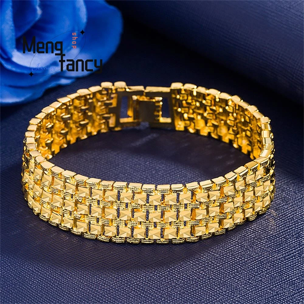 Men's 14kt Two-Tone Gold Bar Bracelet. 8.25