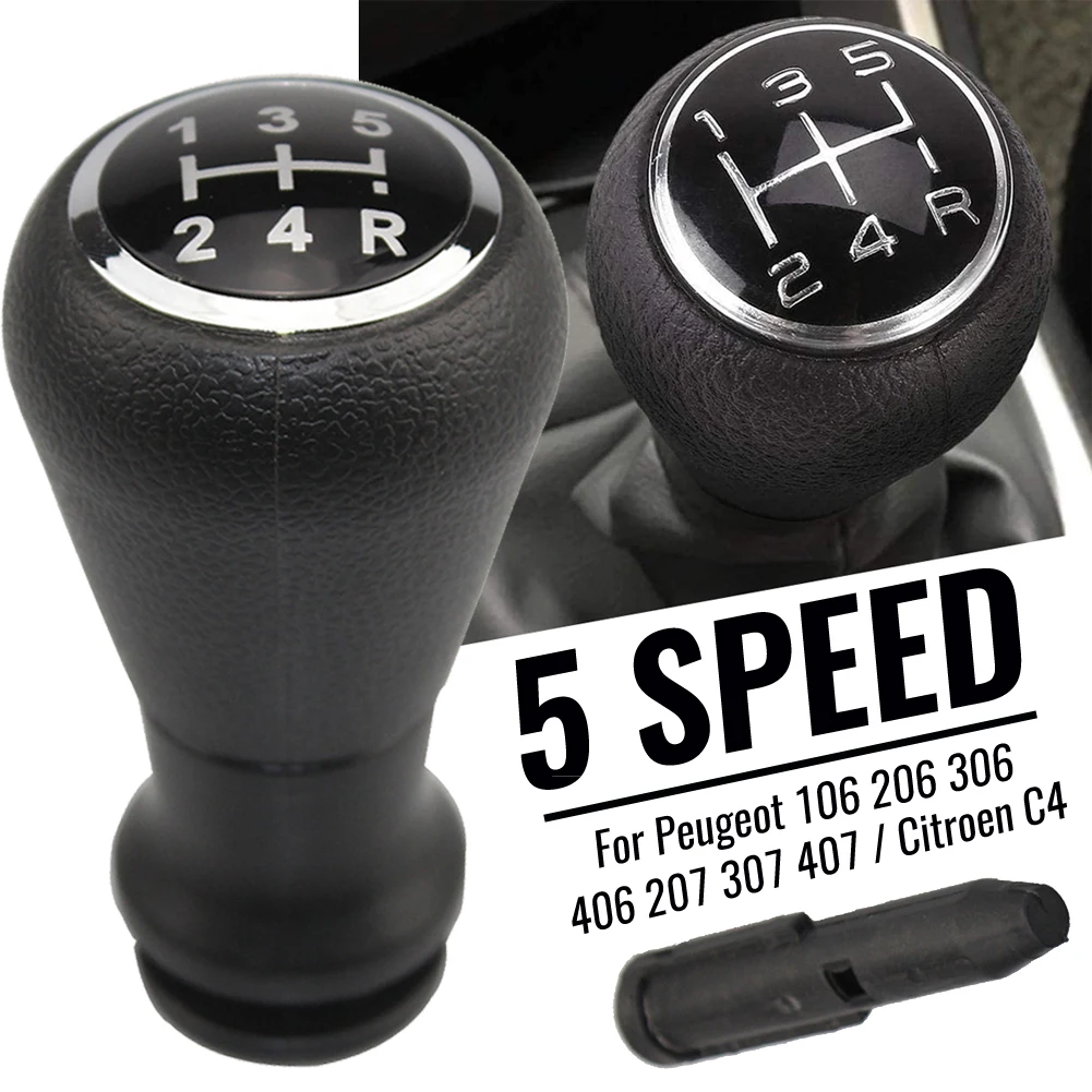 5 Speed Car Manual Gear Shift Knob Sleeve Adapter Lever For Peugeot 106
