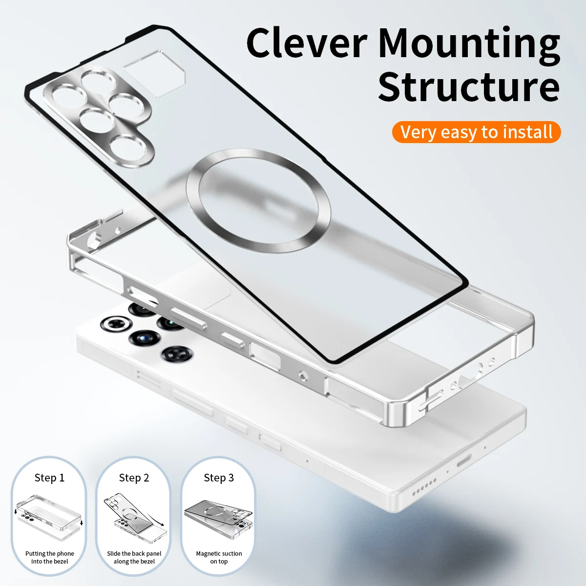 Matte Frosted Magnetic Metal Frame Phone Case with Back Panel Protection