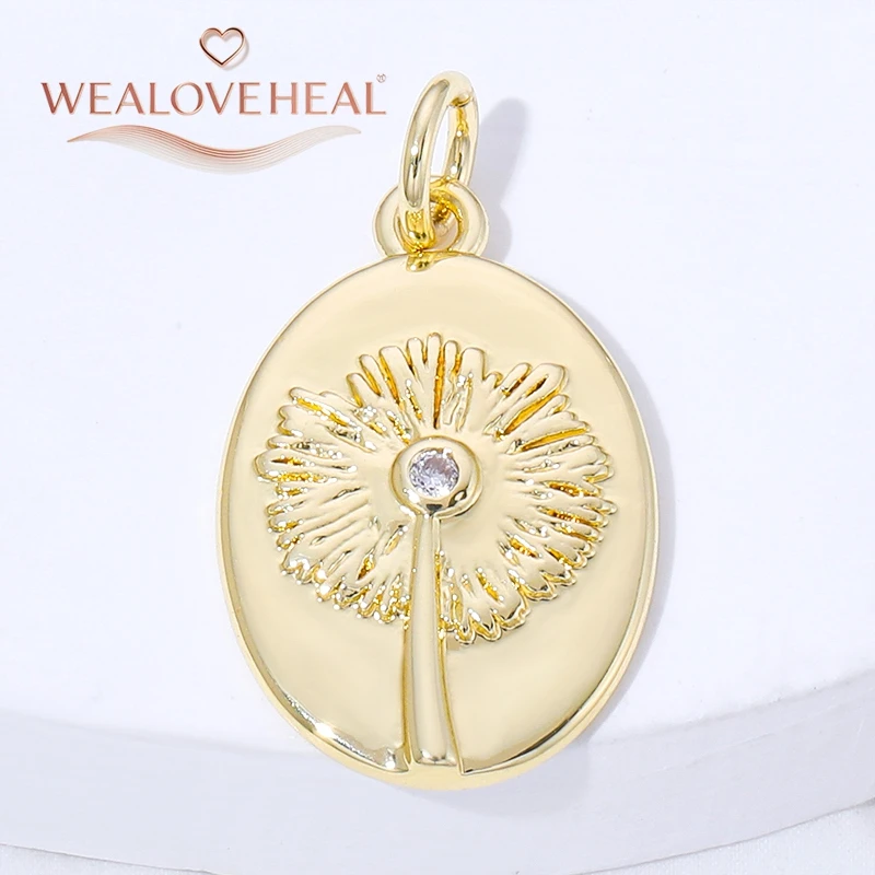 anhänger schmuckherstellung,18K Vergoldeter Messing-Pusteblumen-Wunschanhänger, Elegantes Blumendesign Halsketten-Charms, Perfektes Geschenk für Jahrestag & Valentinstag