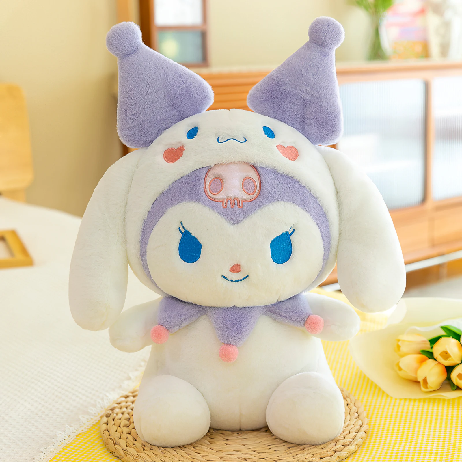 55cm New Transformation Sanrio Kuromi Plush Doll Large Size Kawaii Plushies Soft Stuffed Toy Pillow Children Girls Birthday Gift