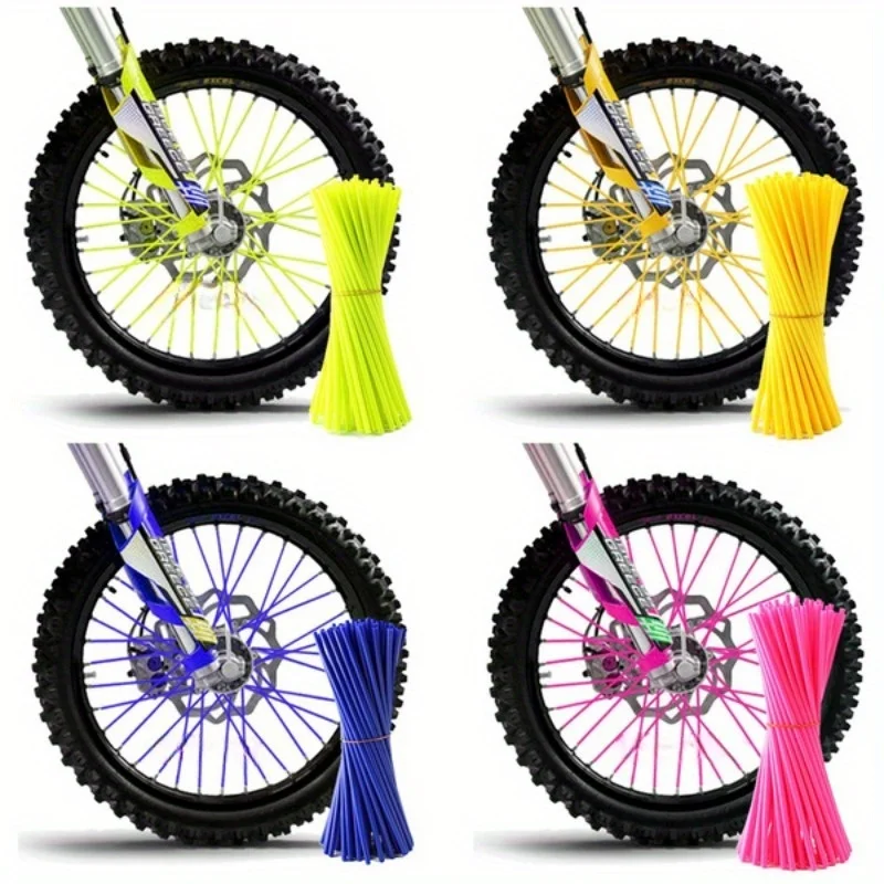 Wheel Spoke Protector Wraps Easy Installation For Motocross Dirt Bike Wheel Rim Guard Protector Wraps Kit Skin Cover 72Pcs bicycle parts bicycle wheel protector wraps