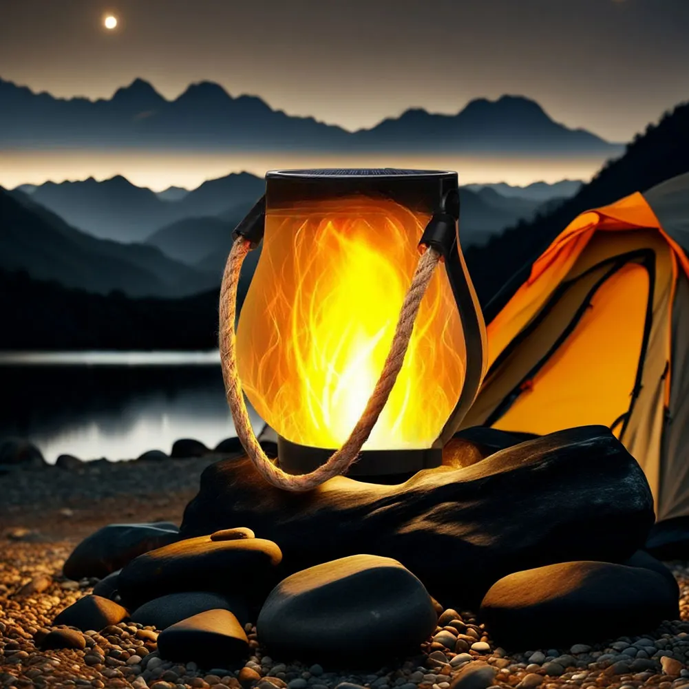 Solar Powered Lantern Flickering Flames Garden Lights Outdoor Atmosphere Decoration Lamp For Pathway Halloween Christmas Decor