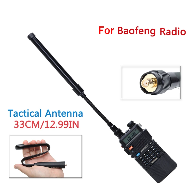 

Baofeng Walkie Talkie Tactical Foldable Antenna SMA-Female VHF UHF Dual Band For Baofeng UV-5R UV-82 UV-9R Accessories