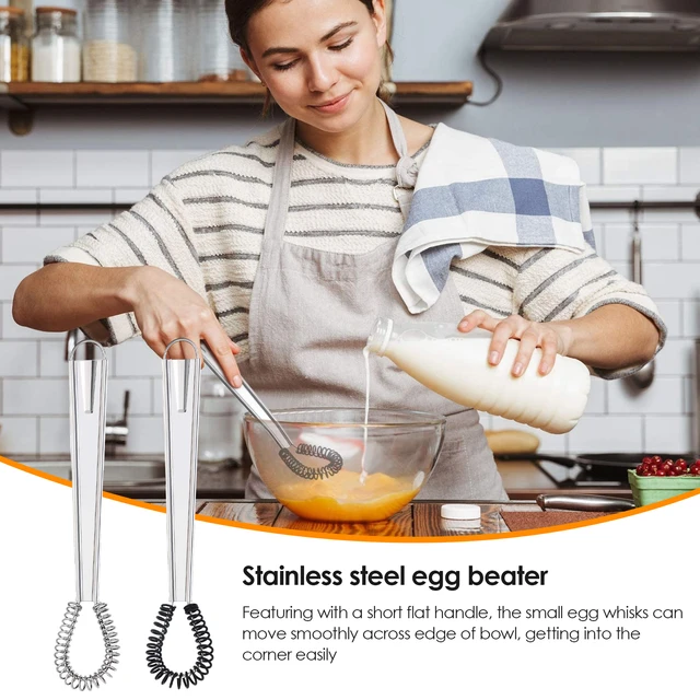 4 Pieces Egg Beater Stainless Steel Mini Spring Coil Whisk Silicone Whisk  Hand Held Sauce Stirrer Blender Milk Frother Foamer Coffee Mixer