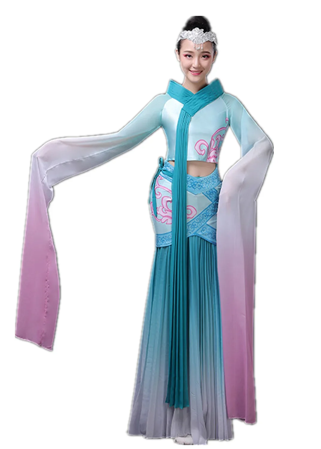 Classical Water Sleeve Dacne Clothing Traditional Yangko Costume Chinese Style Hanfu Dance Costume National Fan Dance Outfit
