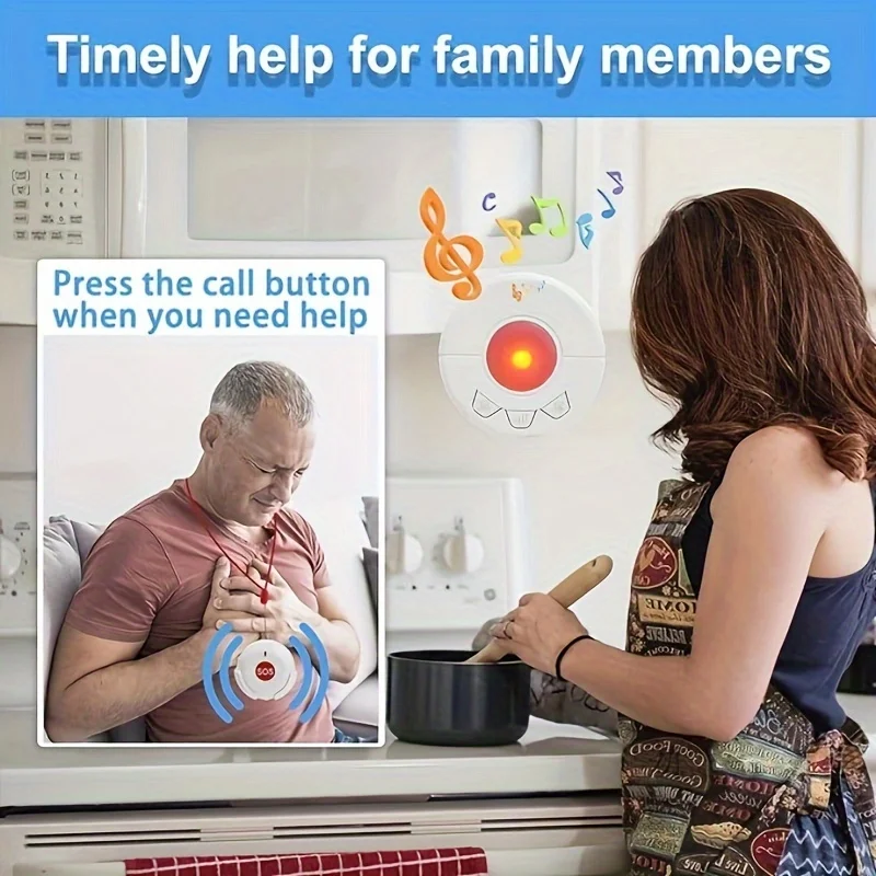 Caregiver Pager Alert Button For Seniors At Home Medical Alert For Elderly/Patient/Disabled Plugin Receiver Emergency Button