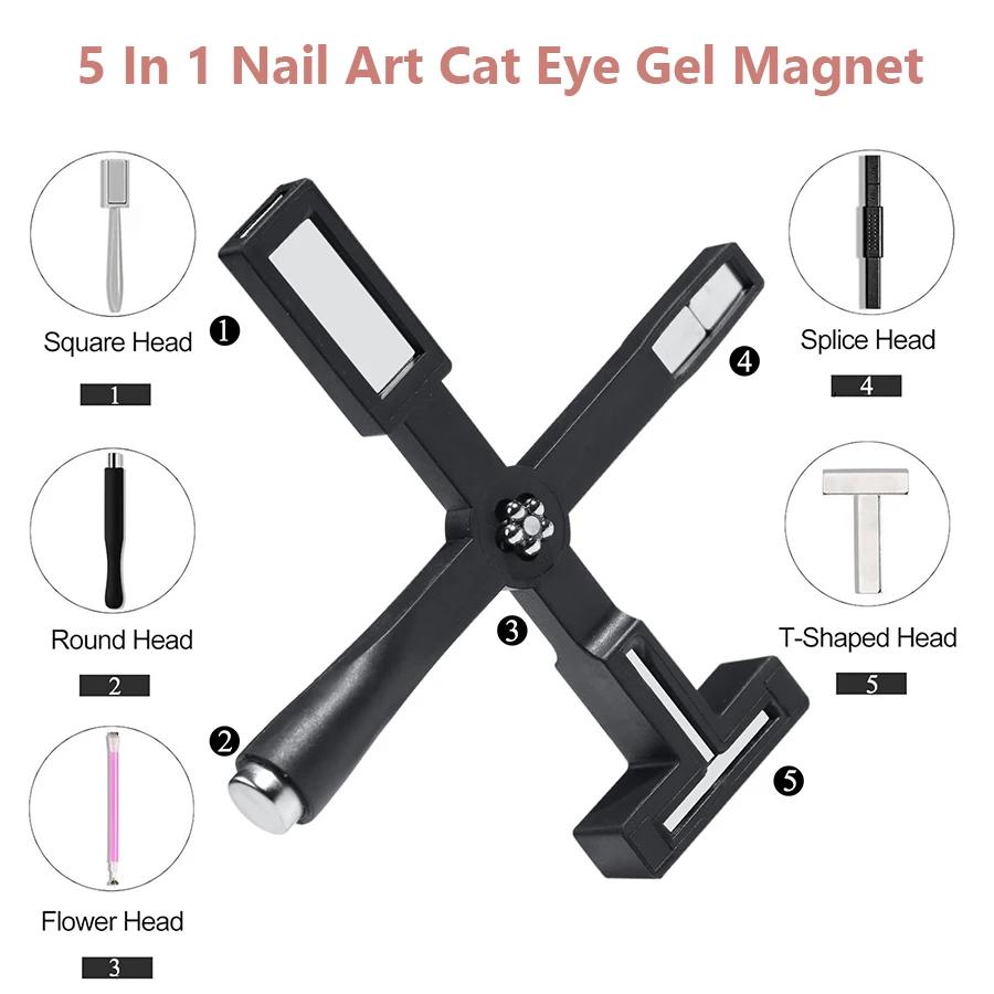 Magnet Stick 5 in 1 for Magnetic Cat Eye Gel UV Gel Manicure Tool Nail Art Designs