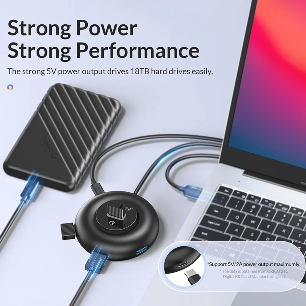 Orico-rgb Hub tipo c Multi Usb a 3.0 Portas Dock Station Plug Switch Leitor de Cartão sd Adaptador para Laptop Macbook Superfície - Imagem 4