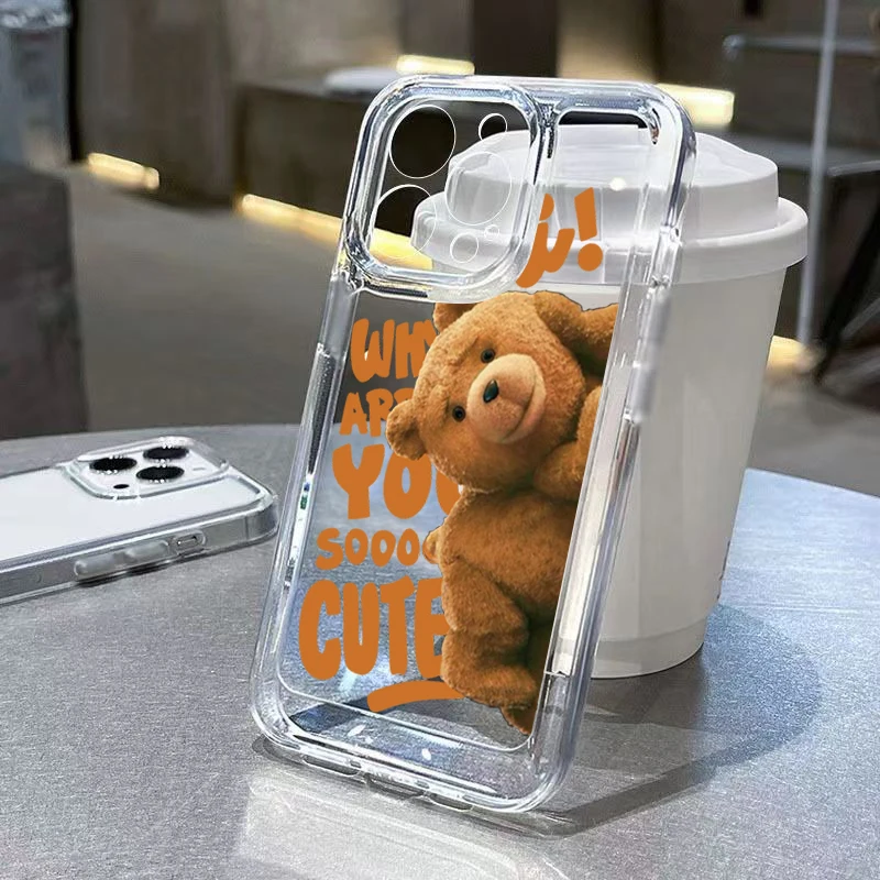 Teddy Bear Couple Cartoon Clear Phone Case Cover