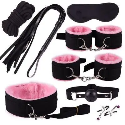 BDSM Sex Kits Adults  Toys For Women Men Handcuffs Nipple Clamps Whip Spanking  Metal Anal Plug Vibrator Butt Bdsm Bondage