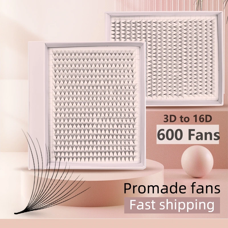 600 Fans Lashes Xxl Mega Tray Matte Ultra Dark Premade Volume Fan Base A Punta Promade Fans Extension Ciglia Strumenti Per Il Trucco