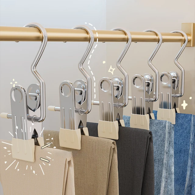 CCYKXA Confezione Da 10 Grucce Per Pantaloni E Gonne Con 2 Clip Antiscivolo Regolabili Per Appendere Pantaloni Calzini E Gonne Nero 81659730