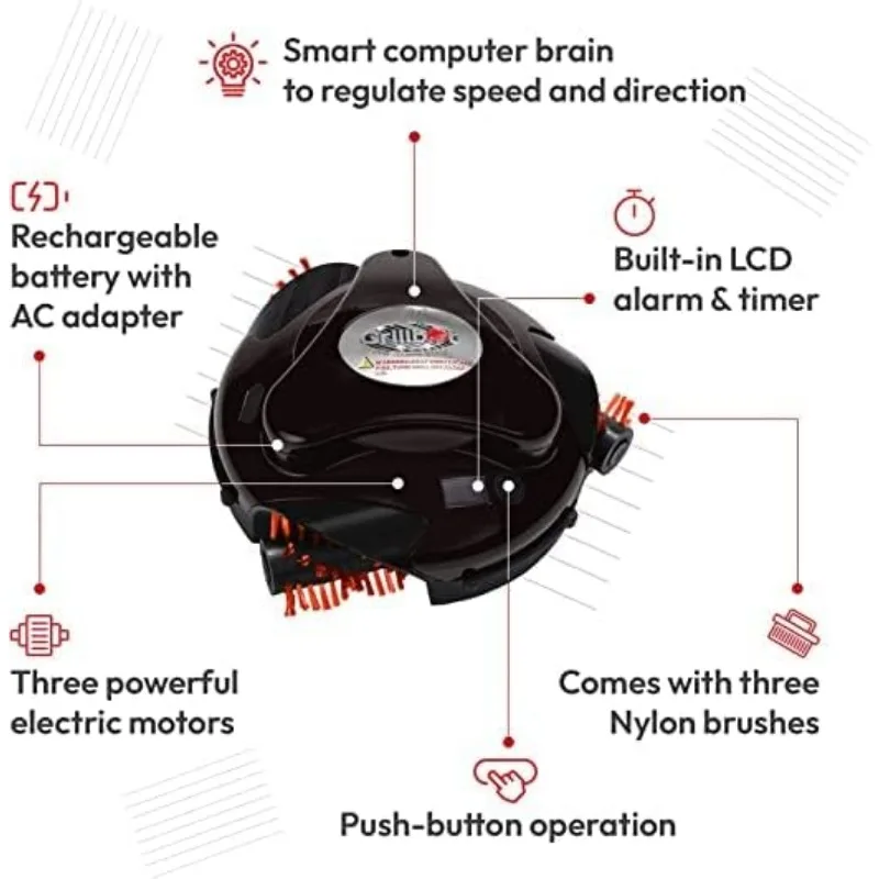 Grillbot Automatic Grill Cleaning Robot with Nylon Brushes, BBQ Cleaner, Brush, Scraper, BBQ Accessories