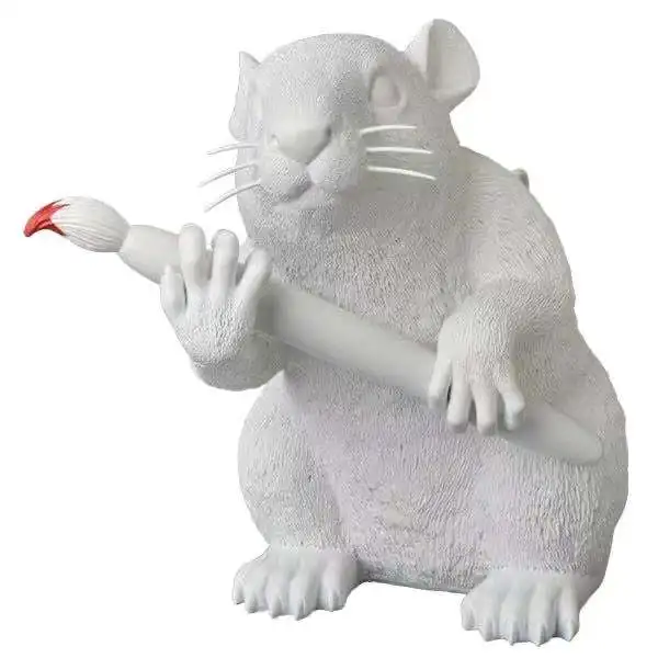 Luxurious Banksy Love Rat Statue, Black and White Rat Mouse Figurine, Street Art, Home Decor Sculpture, Animal Figurines 3
