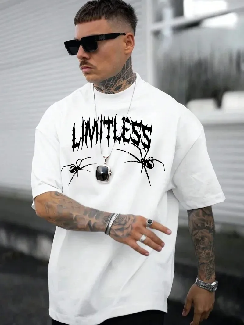 

Y2k Unique New Men's T-shirt Fashion Spider Print Short Sleeve Summer Casual Novelty Men's Short Sleeve