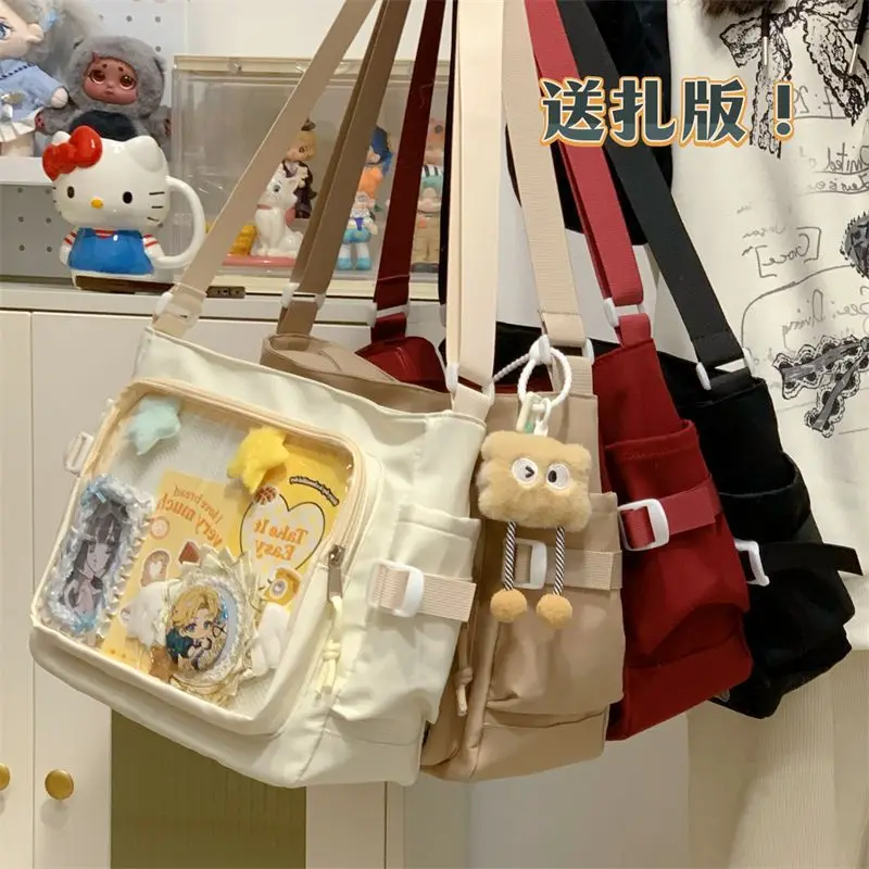 Fashion Japanese Style Transparent Itabag Harajuku Pvc Canvas Tote Bag Badge Display Large Capacity Lolita Handbag Daily 2025