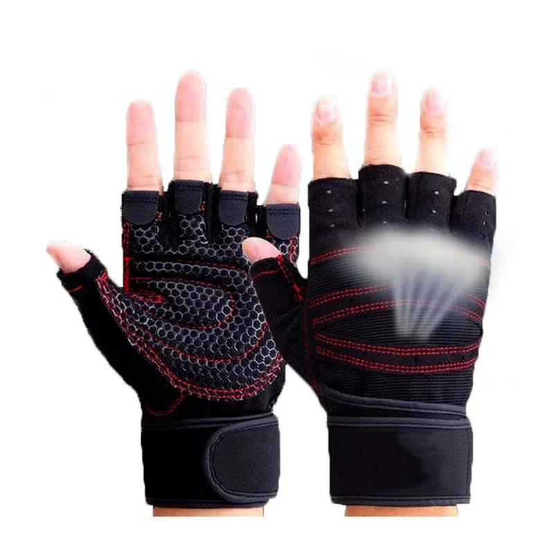 Sports gloves half finger gloves gym gloves fingerless gym gloves Gym Gloves Heavyweight Sports Exercise Weight Lifting Gloves Half Finger Body Building Training Sport Workout For Unisex