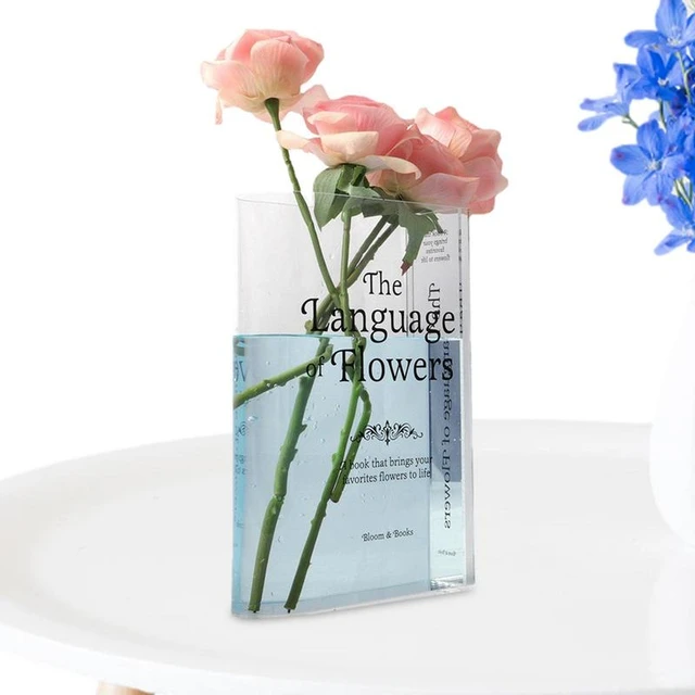 Clear Book Vase, Clear Book Flower Vase, Clear Book Vase for Flowers, Cute  Bookshelf Decor for Floral Arrangement Home Decor