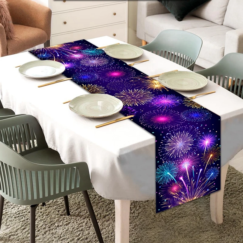 Description Picture 6 of itemNew Year Table Runner Xmas Fireworks Table Decor for Home 202as Mirror Ball Xmas Ornament Navidad Natal Happy New Year Gift 2025