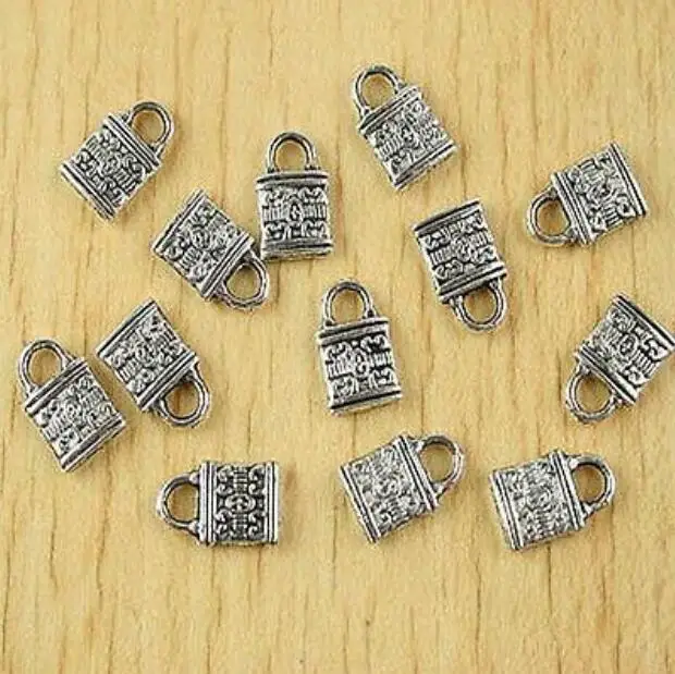 

30Pcs 12x8mm Tibetan silver tone 2sided pattern lock design charms H2677