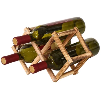 Foldable wooden wine bottle holder natural wine rack storage for friend family neighbors gift