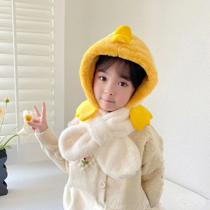 

Children's Hat Boys' Girls' Ear Protection Thickened Scarf Cartoon Cute Plush Warm