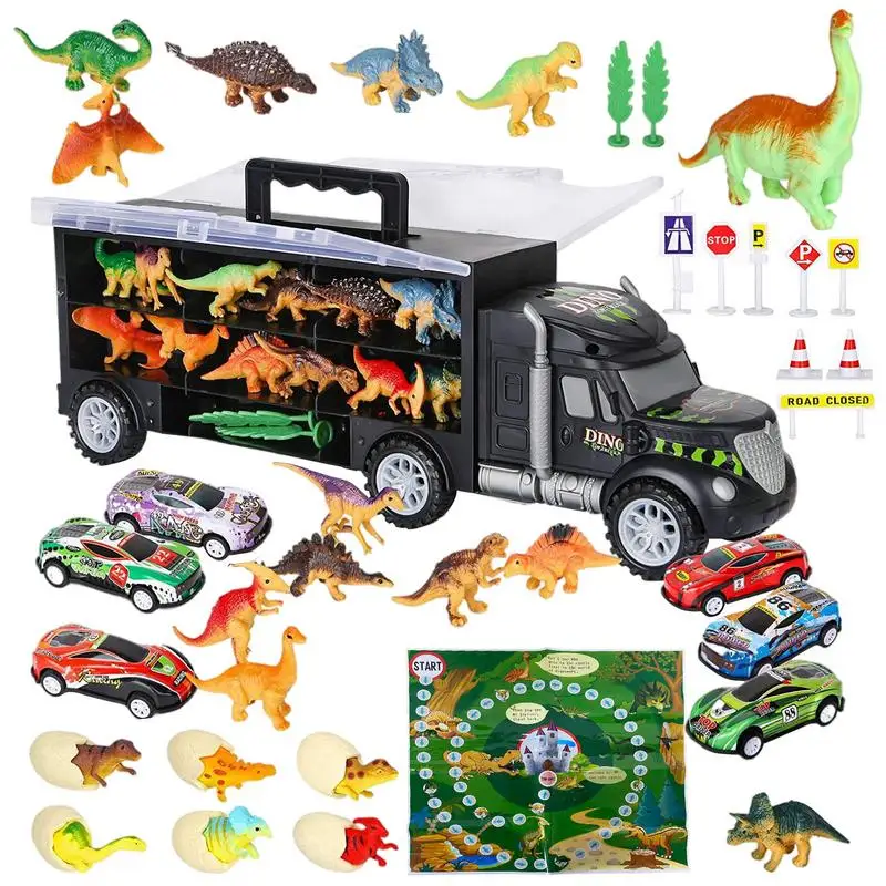 

Dinosaur Truck Toy Transport Carrier Truck With Dinosaur Toys Portable Dino Transport Car Vehicles Toy Truck And Dinosaur Set