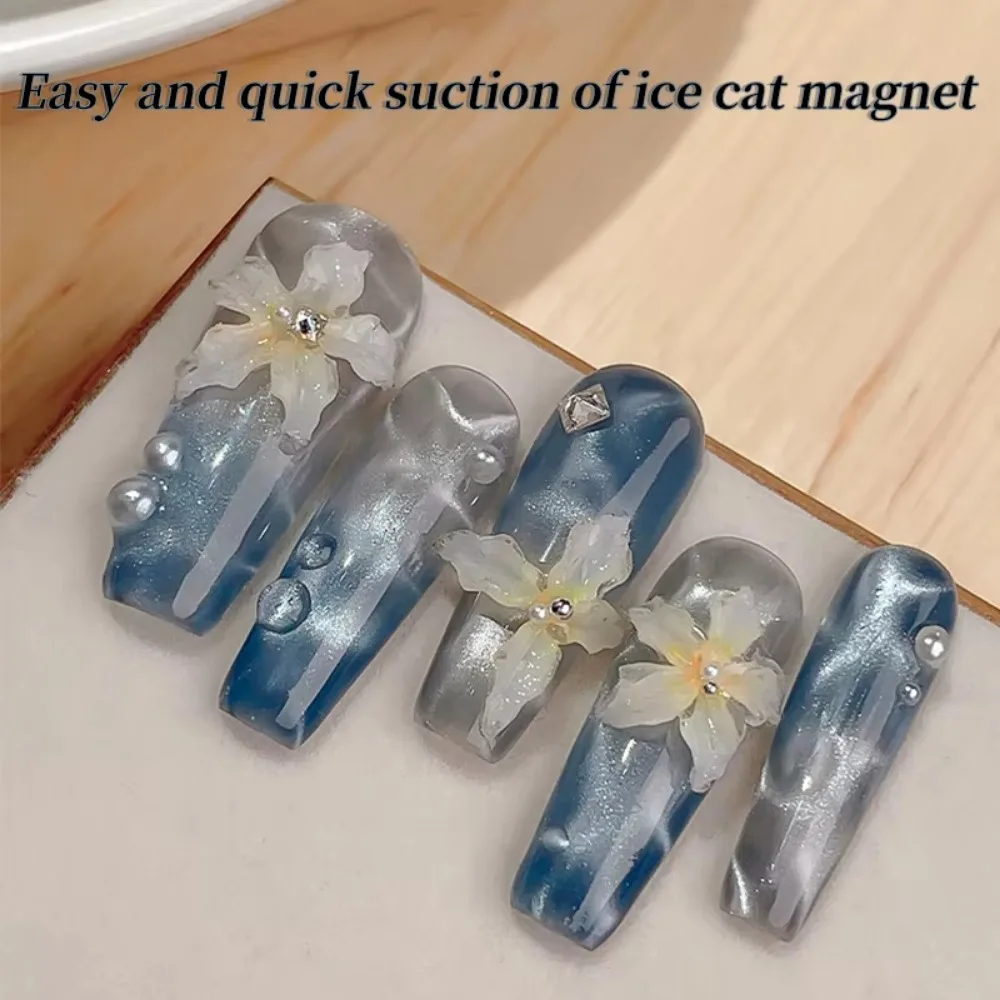 Magnetic Round Ball Nail Gel Polish 20PCS,Water Ripple Cat Eyes,Ocean Style,3D Strip Effect,Manicure Art Tools