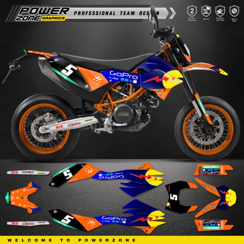 

PowerZone Custom Team Graphics Backgrounds Decals For 3M Stickers Kit For KTM 12-18 690 SMC-R 01