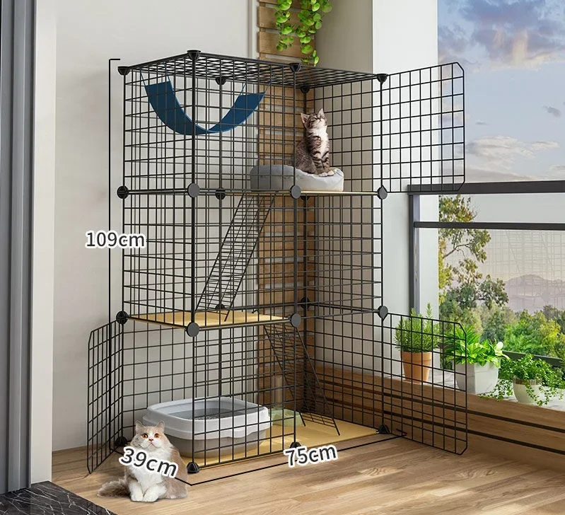DIY free space three floor Cat Cage Pet Cage portable
