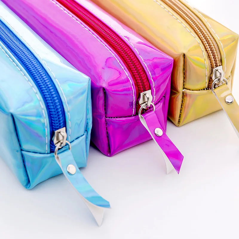 Pencil Cases Stationery Box Pencil Holder Colorful Laser Pencil Case Rose Gold Pu Quality School Supplies Kawaii Stationery Pencil Box Pencilcase Office School Gift