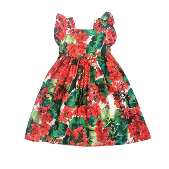 Brand Spring and Summer New Geranium Cotton Poplin Printed Fabric Parent-child Dress