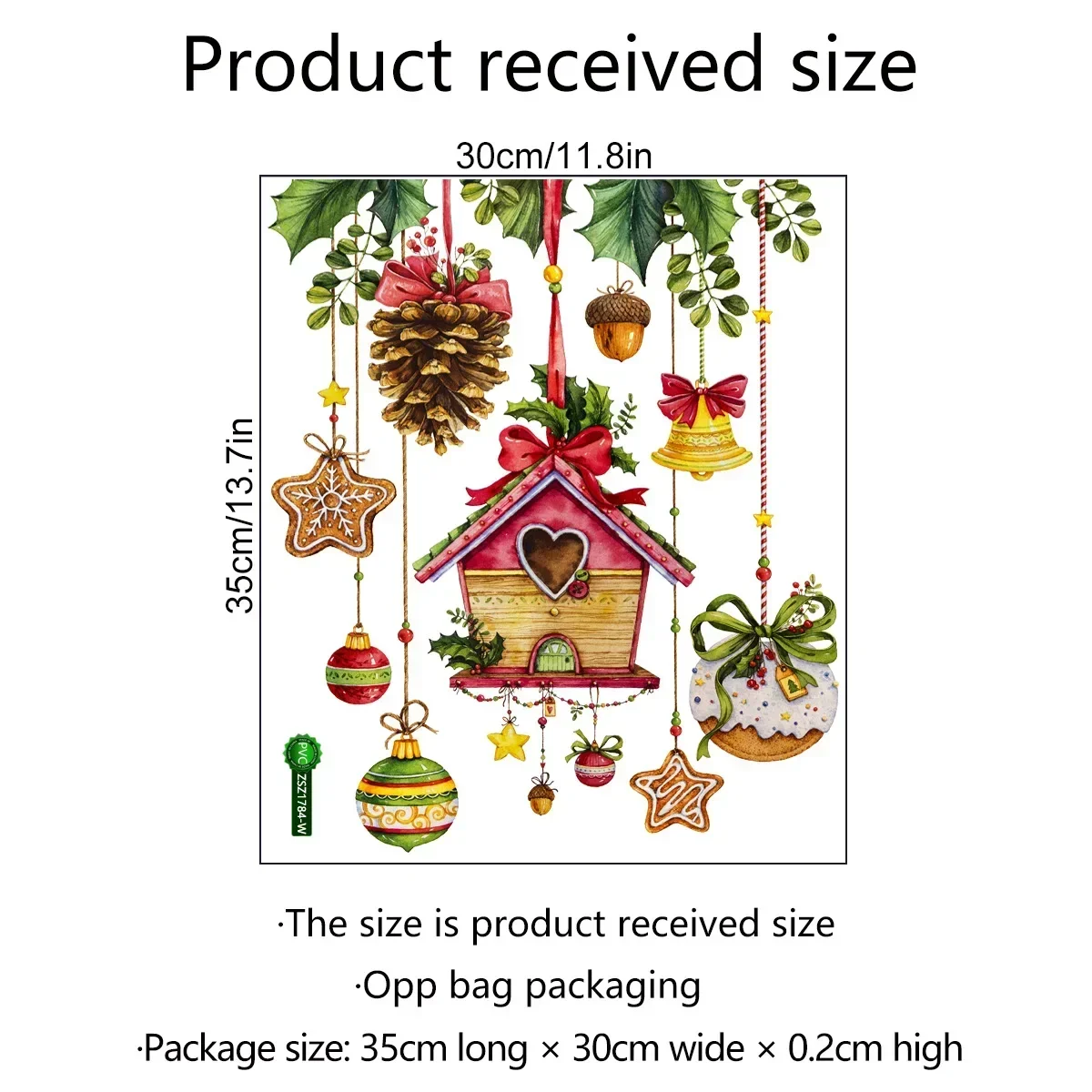 Christmas Glass Stickers Wooden House Pine Nut Winsow Sticker Glass Wall Decor Merry Christmas Stickers Happy New Year