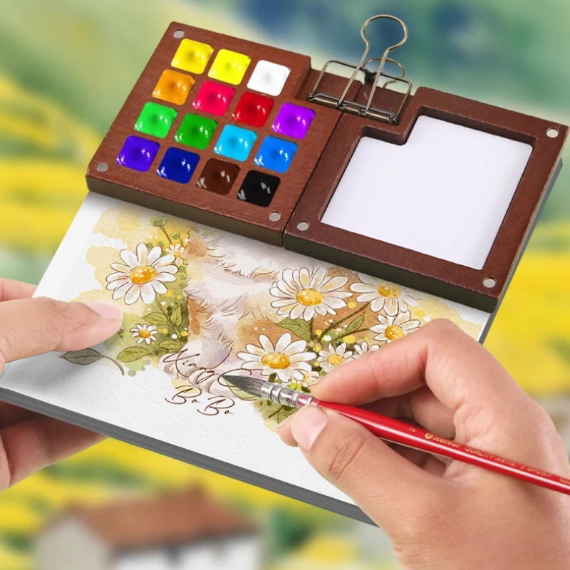 휴대용 여행 스케치북 팔레트, 8/15 그리드 미니 호두 페인트 상자 그리기, 학..