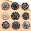 10PCS Of Retro British Style Uniform Metal Wheat Crown Button Gold Silver Academy School Uniform Button 2