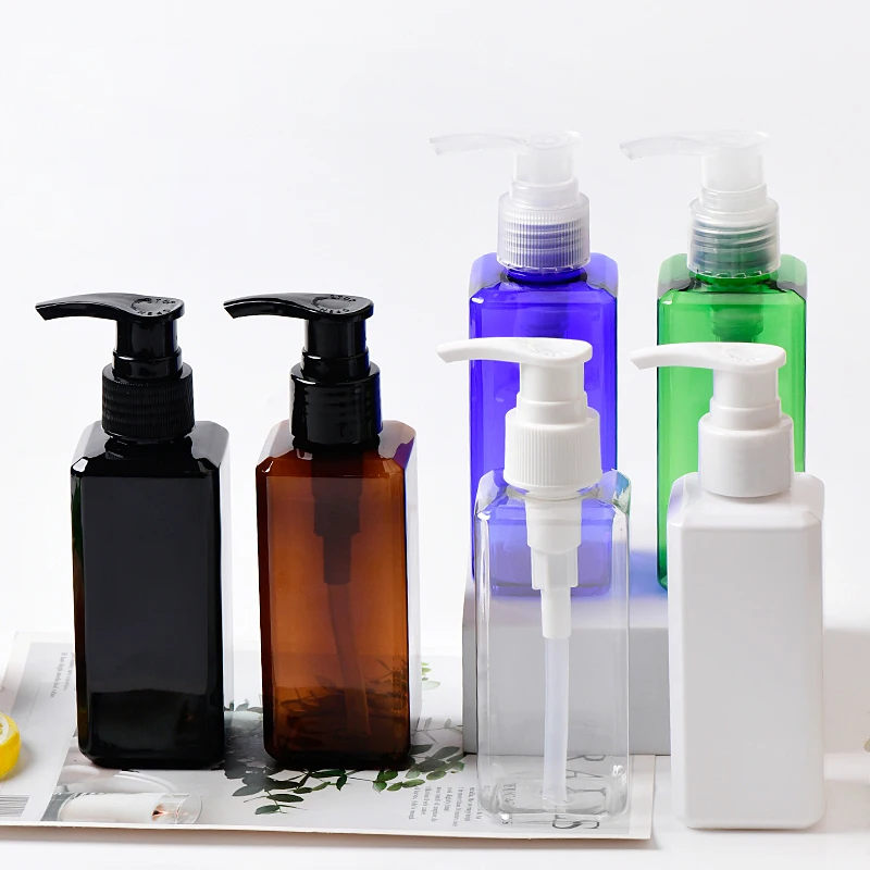 

150ml 200ml Cosmetic Square Plastic Bottle Empty Shampoo Lotion Pump Container 5oz plastic Cosmetic Packing With Dispenser
