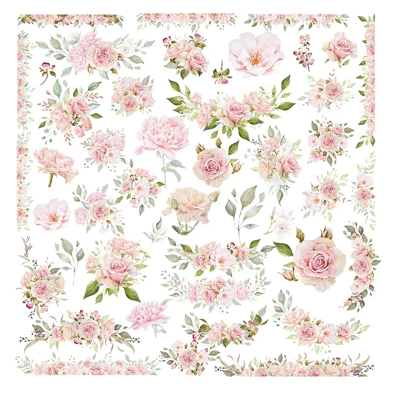 45pcs Vintage Small Rose Sticker Planner Collage Junk Journal DIY Album Scrapbooking Stationery Washi Stickers Korean Style