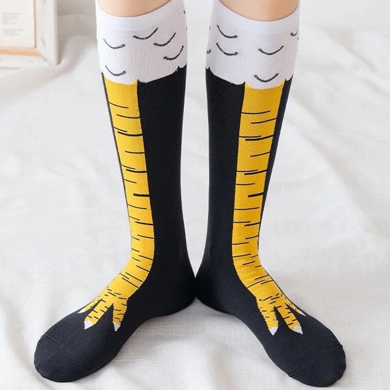 Chicken Paws Feet Socks Women Over The Knee Long Socks Funny Cartoon Cotton Chicken Leg Claw Ladies 3D Print Thigh High Socks images - 6