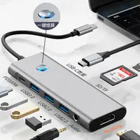 FC&EC 9-IN-1 USB C Docking Station TYPE-C HUB to HDMI 4K 60Hz with Screen off Button USB 3.0 5Gbps HUB 100W Fast Charge for Mac