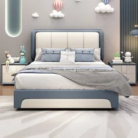 Lit de chambre rembourré pour enfants, mignon et esthétique, lit simple, tables de nuit, cadre français, accessoires pour la maison 1