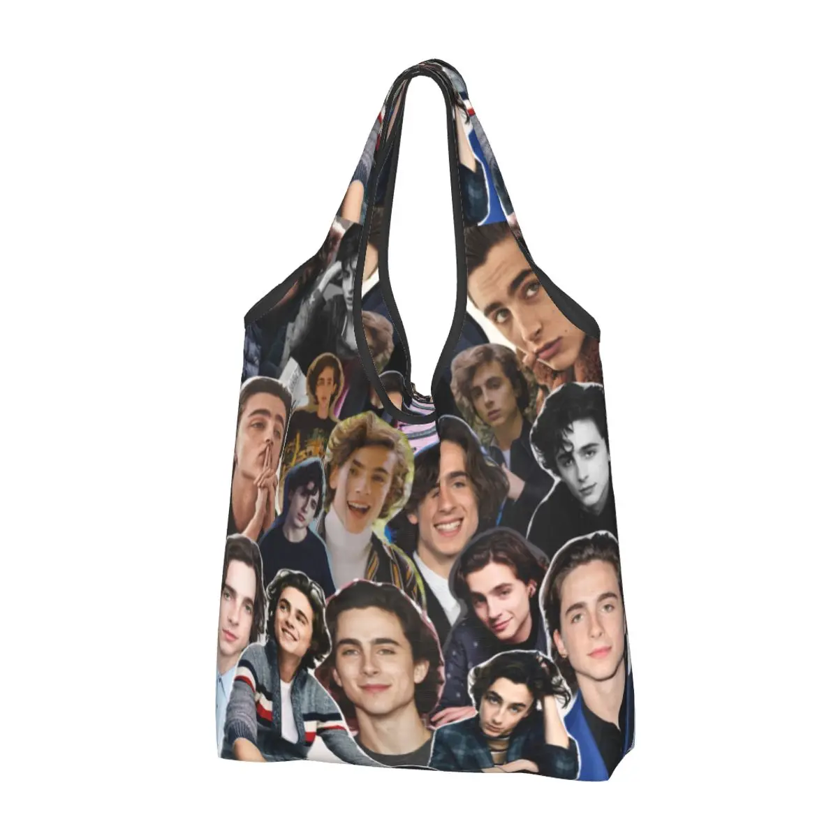 

Timothee Chalamet Photo Large Reusable Bags Shopping Washable Foldable Grocery Bags 50lb Heavy Duty Lightweight Gift Tote Bags