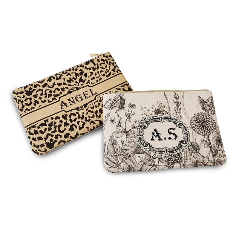 Fashion Flower Handbags Design Personality Letter Customizable Women's Clutch Portable wallet Linen purse Vacation Phone Bag
